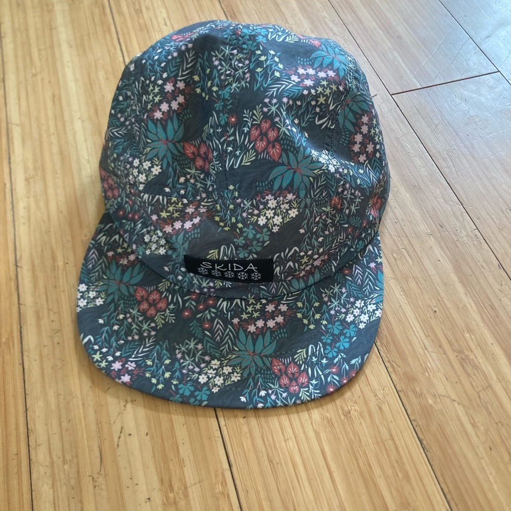 Blue and Green Floral 5-Panel Hat